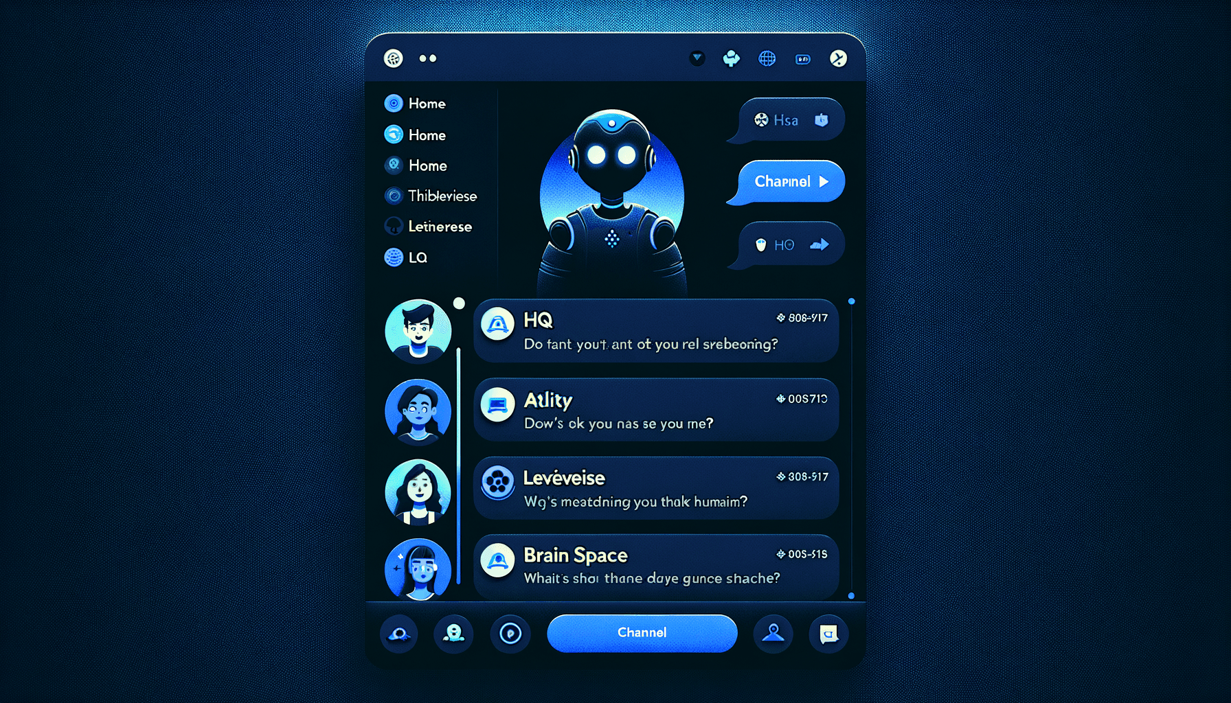 Discord-like workspace with organized AI channels